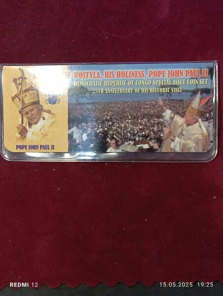 KONGO CONGO ZESTAW 4 MONET 1 FRANC 2004 PAPIERZ JAN PAWEŁ II