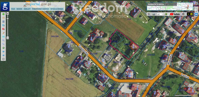 Działka 1652 m² – Pisarzowice, ul. Toszecka 4
