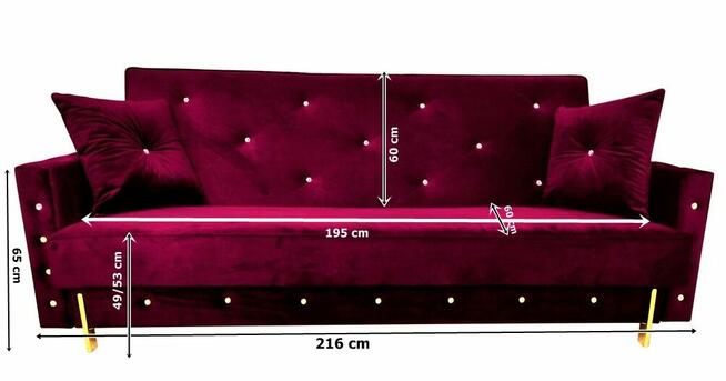 Sofa Kanapa rozkładana Glamour Wersalka z pojemnikiem