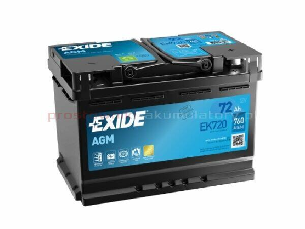 Akumulator Exide 72Ah 760A EK720 AGM Start Stop