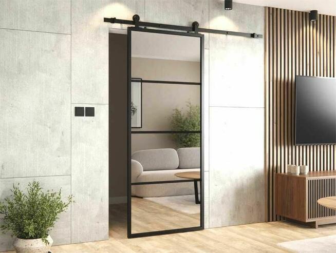 Drzwi przesuwne szklane LOFT z lustrem do garderoby sypialni