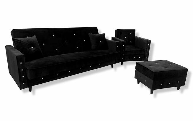 Komplet mebli Sofarozkładana Fotel Glamour Kanapa Zestaw