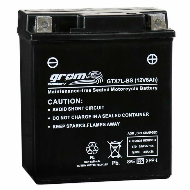 Akumulator 6Ah 120A GROM GTX7L-BS YTX7L-BS 12V
