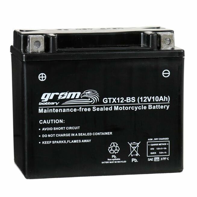 Akumulator 10Ah 180A GROM GTX12-BS YTX12-BS 12V