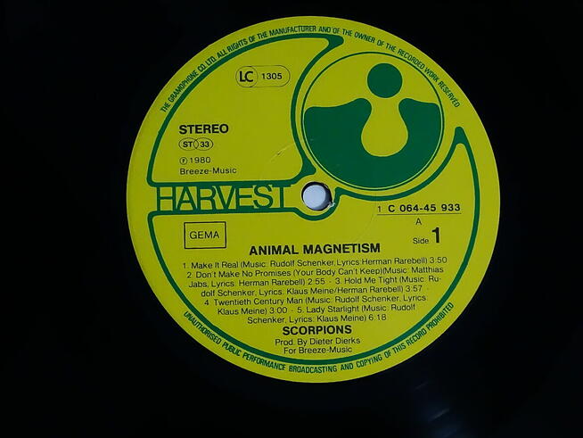 Scorpions - Animal Magnetism, winyl 1980, Niemcy Label: Harv