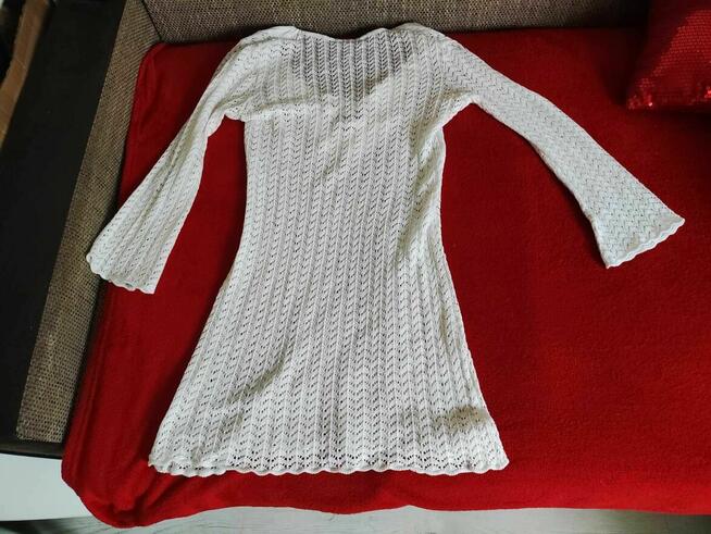 Narzuta Narzutka Suknia Sukienka Biała Ażurowa koronka