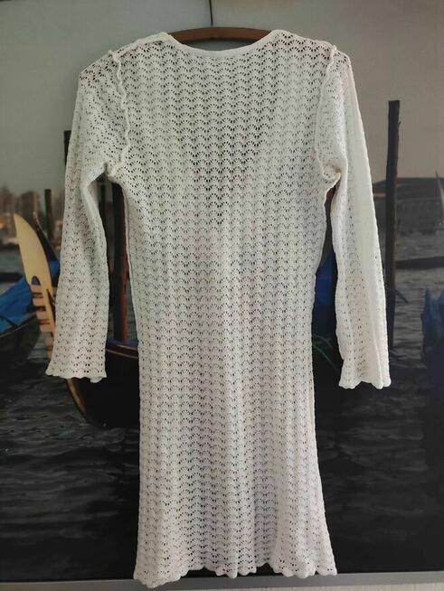 Narzuta Narzutka Suknia Sukienka Biała Ażurowa koronka