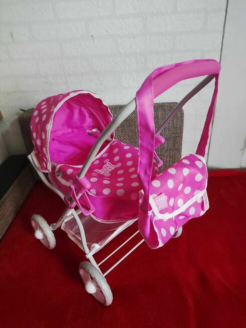 Wózek dziecięcy do Lalek Lalki różowy z torba dla Dziecka