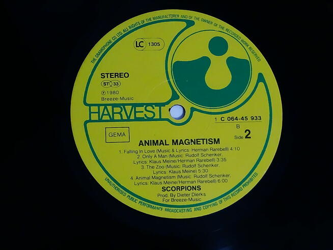 Scorpions - Animal Magnetism, winyl 1980, Niemcy Label: Harv