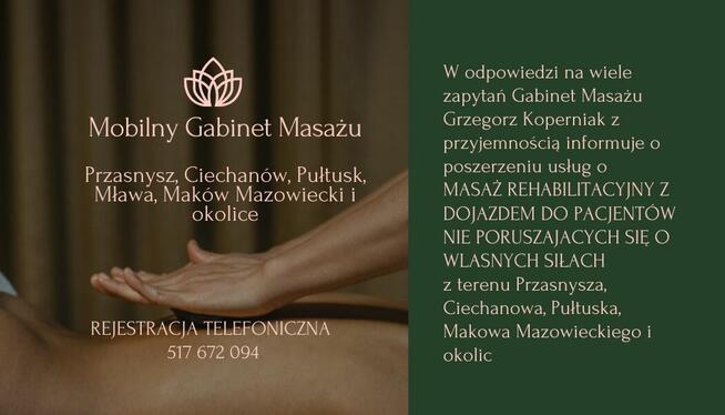 Masaż Przasnysz, również z dojazdem do klienta z Ciechanowa