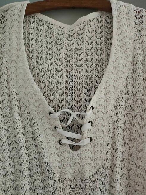 Narzuta Narzutka Suknia Sukienka Biała Ażurowa koronka