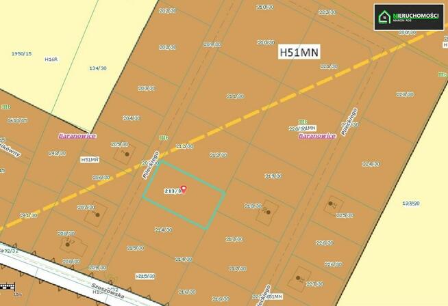 Żory Baranowice, działka z dr.dojazdową i dostępem domediów