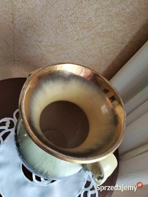 Wazon ceramika , szkliwienie naciekowe - unikat - pozłacany