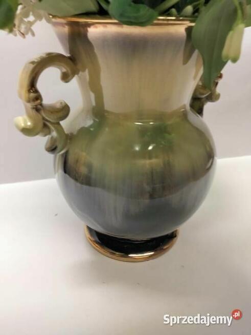 Wazon ceramika , szkliwienie naciekowe - unikat - pozłacany