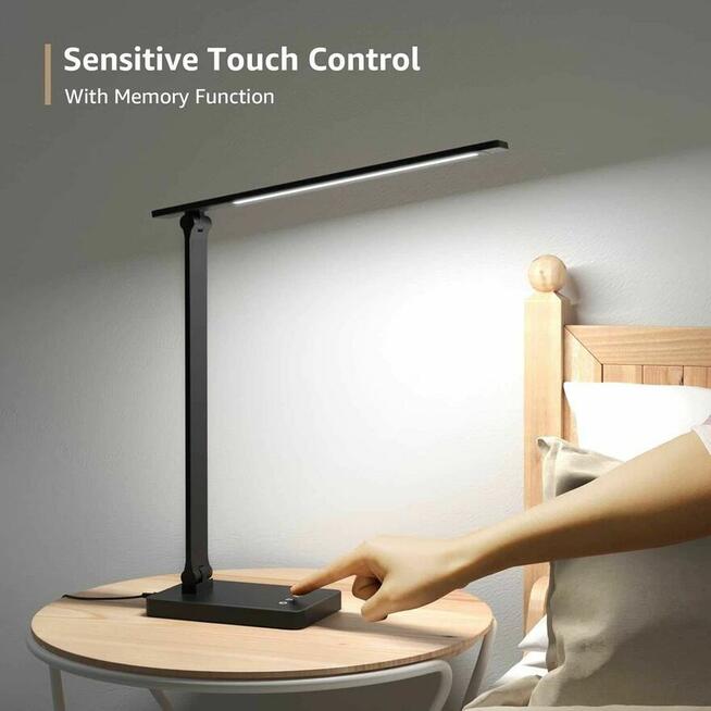 Lampka biurkowa LED na biurko Lampa Stołowa czarna nocna