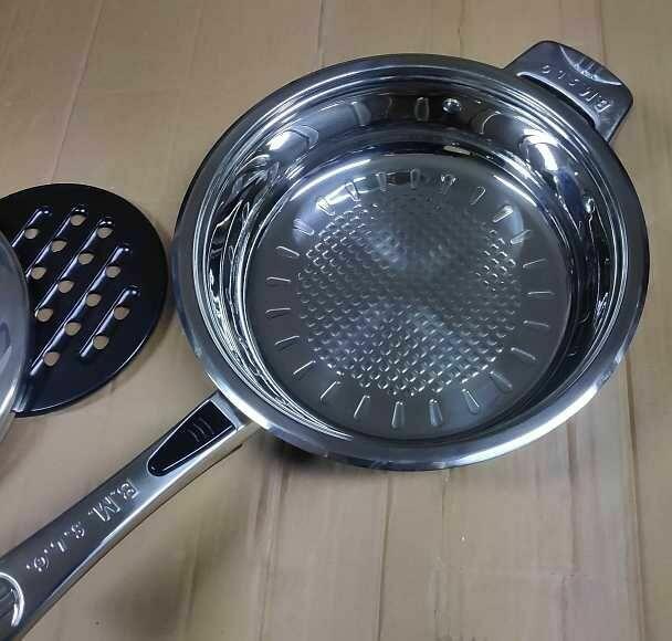 Patelnia stalowa grube dno z pokrywą termo 24x6cm