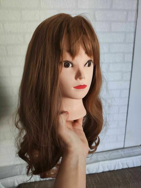 Peruka Damska blond grzywką Ombre długie kręcone włosy 3 0