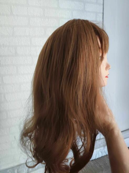 Peruka Damska blond grzywką Ombre długie kręcone włosy 3 0