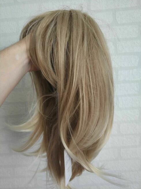Peruka Jasny Blond włosy krótkie damskie 1 1 włosy z grzywką