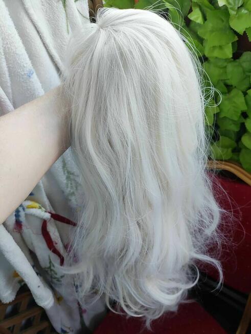 Peruka blond peruka wlosy biale długie kręcone Nowa 2 5 damska