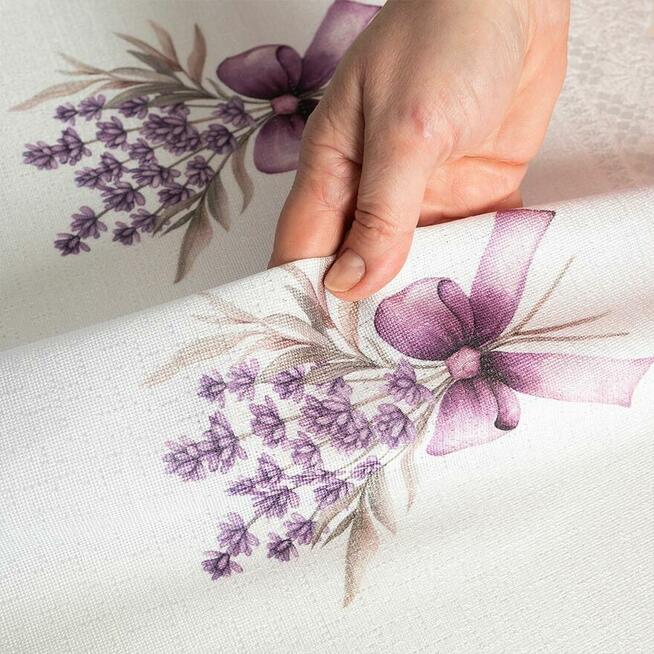 Zazdrostki wzór Lawenda, krótkie firany do kuchni, firana