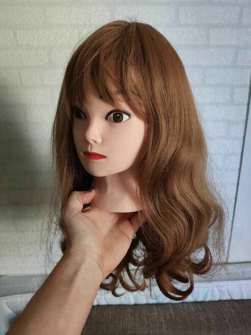 Peruka Damska blond grzywką Ombre długie kręcone włosy 3 0