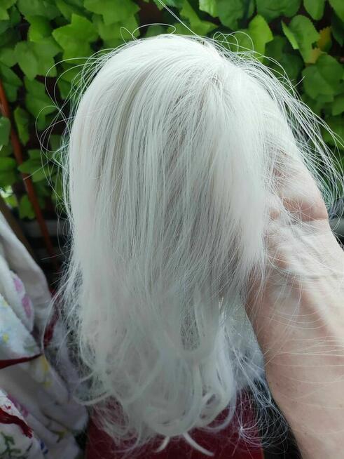 Peruka blond peruka wlosy biale długie kręcone Nowa 2 5 damska