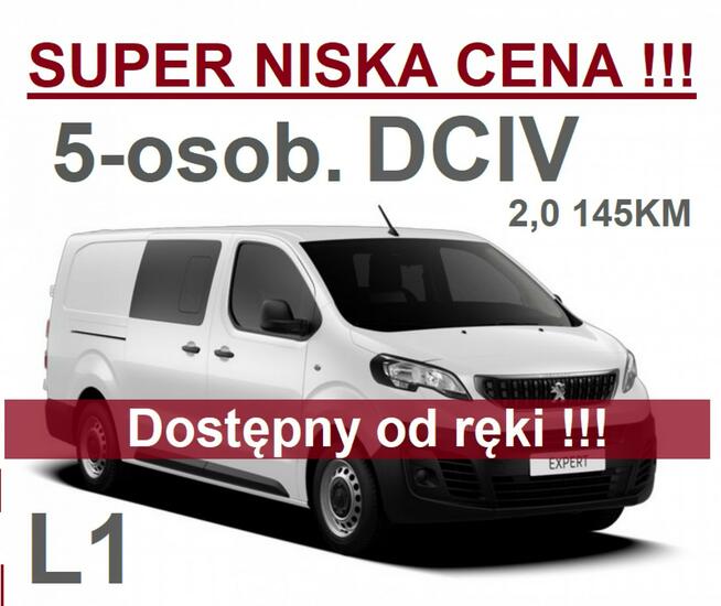 Peugeot Expert L1 DCIV 5-osobowy 2,0 145KM Dostępny od ręki ! Klima auto- 1757zł