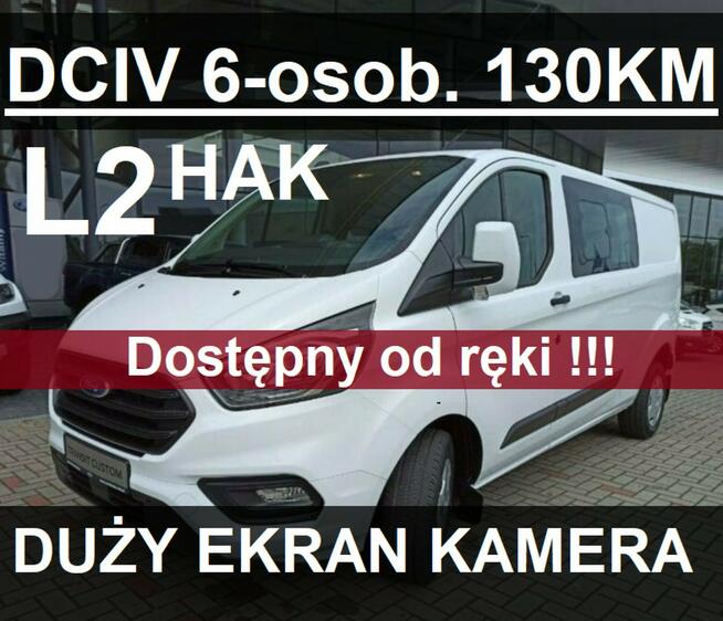 Ford Transit Custom Brygadowy 6-osob. 130KM Kamera DużyEkran PakietPremium od ręki 2049 zł