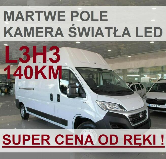 Fiat Ducato L3H3 140KM Super Cena Martwe Pole Kamera Światła LED Od ręki 1705zł