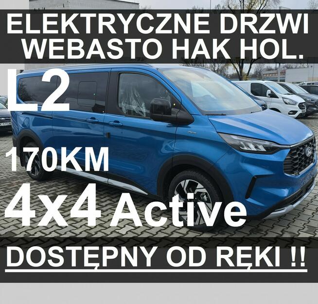 Ford Tourneo Custom L2 Nowy Active 4x4 170KM Hak Webasto Drzwi elektr.  Dostępny od ręki!