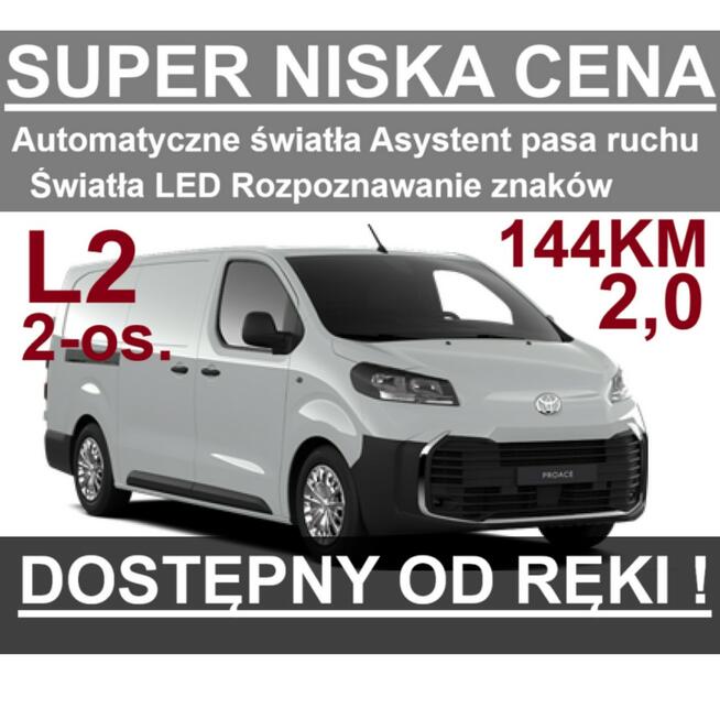 Toyota ProAce 2-os. Long 144KM Dostępny od ręki Niska cena Tempomat 1527zł