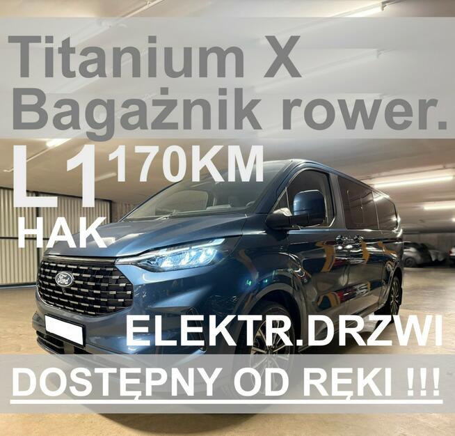 Ford Tourneo Custom L1 Titanium X 170KM ElektryczneDrzwi Hak Bagażnik rowerowyOd ręki 3328