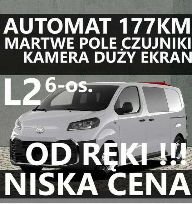 Toyota ProAce 6-os. Brygada 177KM 8A/T Kamera Ekran 10" Czujniki MartwePole  Od ręki