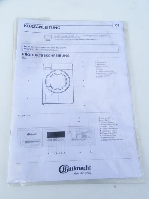 Suszarka kondensacyjna Bauknecht TK Plus 8BBW 8 kg. klasa B