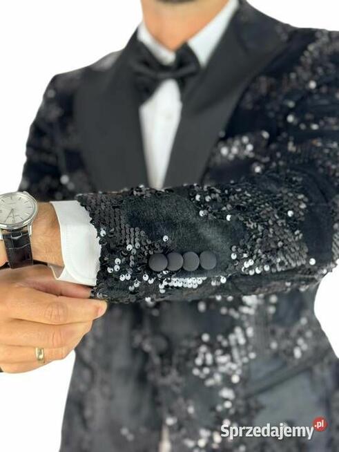 GIOVANNI PERA Garnitur GR1 czarny, sceniczny, cekiny, ślubny