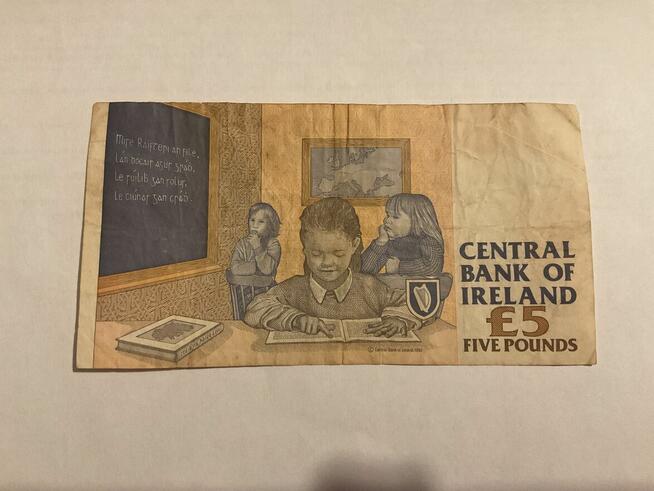 Banknot Central Bank of Ireland Pięć funtów 14.09.98
