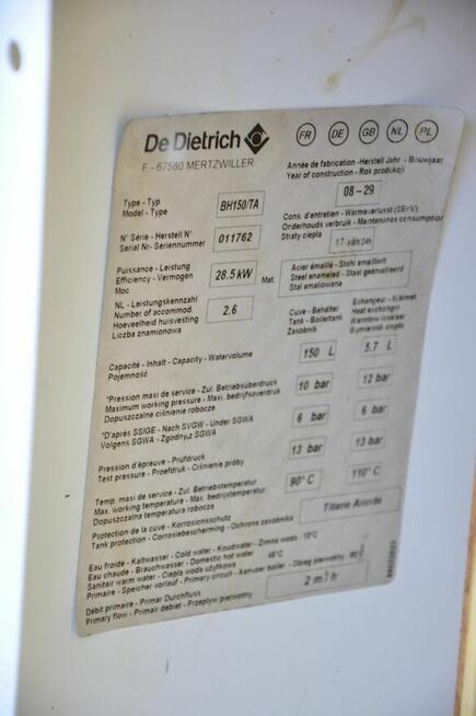 Zasobnik wody ciepłej 150l De Dietrich BH150/TA