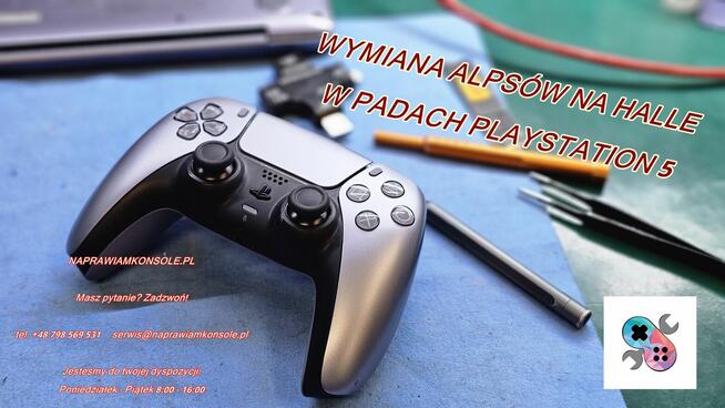 Wymiana analogów w padach PS5 na halle