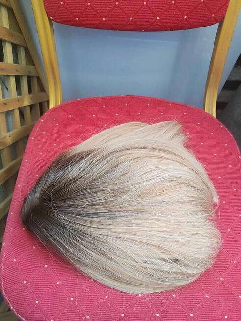 Peruka Ciemny blond pasemka Damska dla Kobiet krótkie włosy