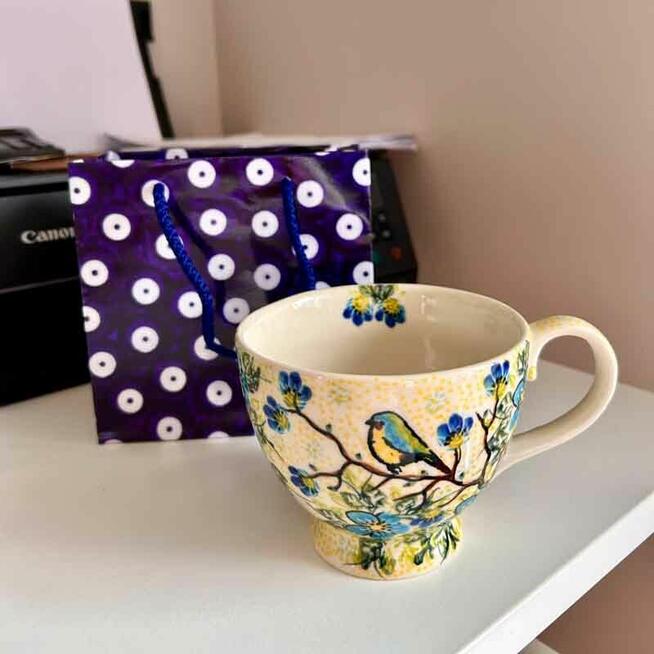 Kubki, filiżanki, talerze, ceramika Bolesławiec