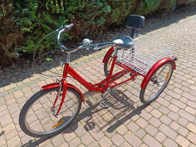 Nowy Rower trójkołowy 24 Czerwony - Darmowy kurier