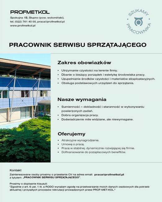 Pracownik serwisu sprzątającego
