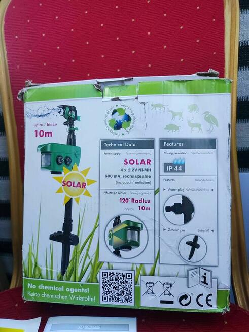 Isotronic Odstraszacz na ptaki koty dziki lisy psy Solarny