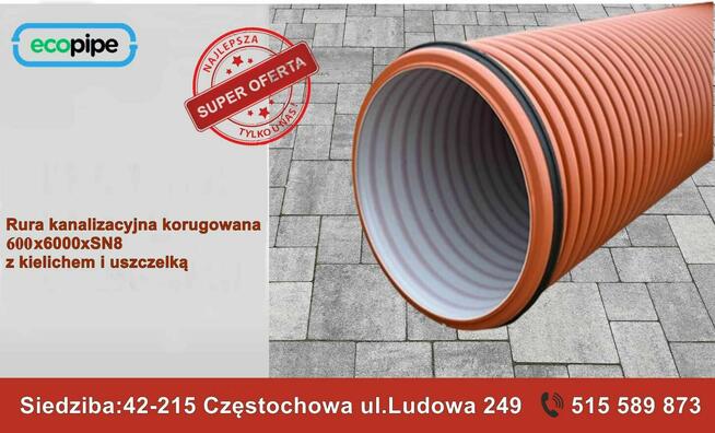 Rura kanalizacyjna fi600 przepustowa przejazdowa mostkowa