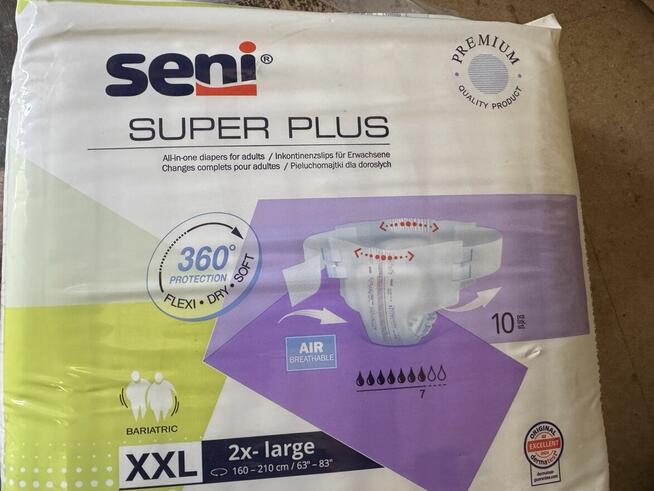 SENI SUPER PLUS pieluchomajtki dla dorosłych XXL NA RZEPY 10