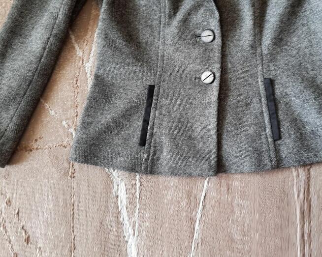 ŻAKIET-Marynarka, melanż szaro-czarny, rozmiar M, wełna