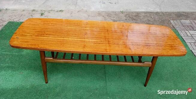 Stara Drewniana ława PRL Jamnik długi połysk 137cm (drabinka