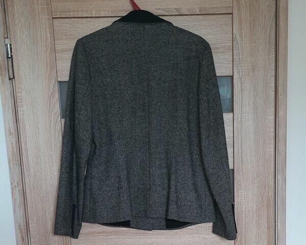 ŻAKIET-Marynarka, melanż szaro-czarny, rozmiar M, wełna