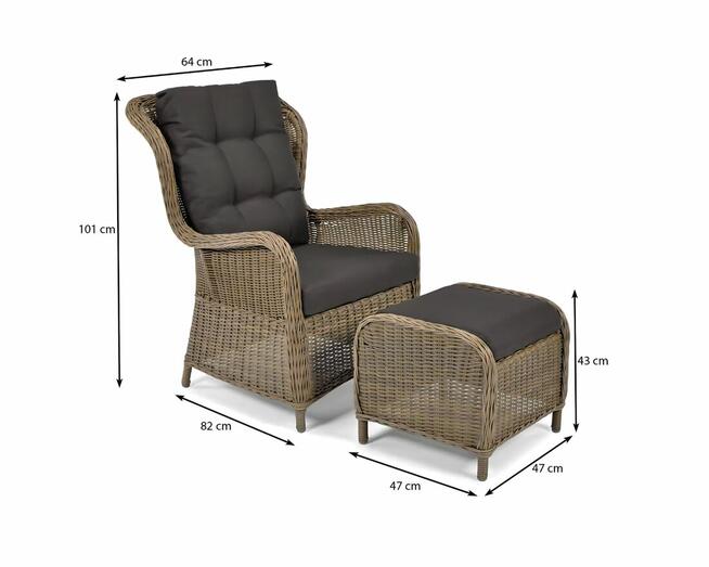 Fotel Ogrodowy SONATA z Podnóżkiem Technorattan + Gratis